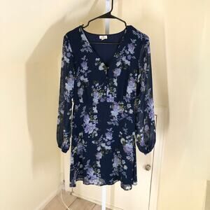 Mason & Belle EUC Mallorca Blouson Sleeve Floral Dress V-Neck Mini Dress Size S